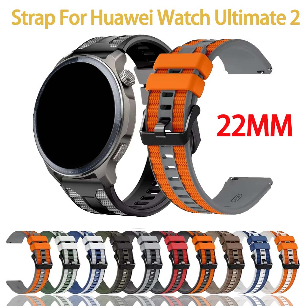 Silicone Watch Band 22Mm - Tweekleurige siliconen horlogeband voor Huawei Watch