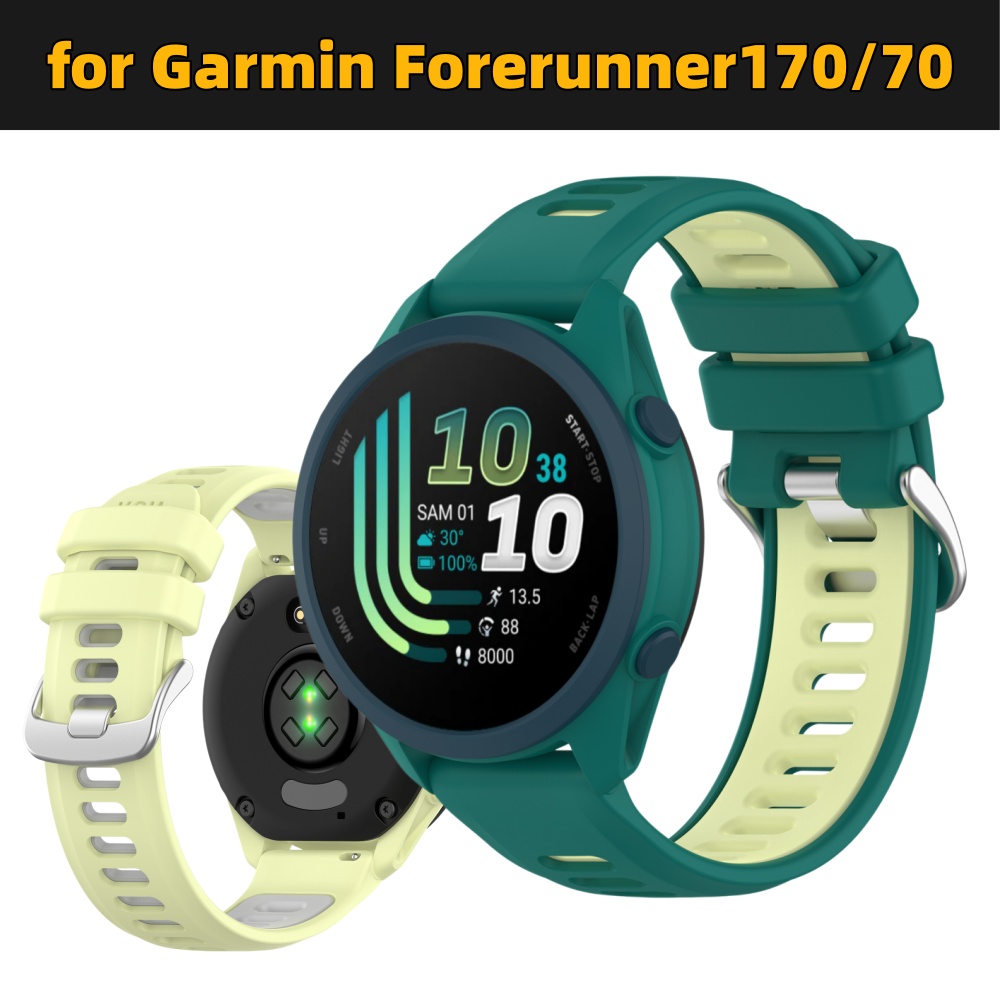 Silicone Watch Band 22Mm - Tweekleurige siliconen sporthorlogeband voor Garmin Forerunner