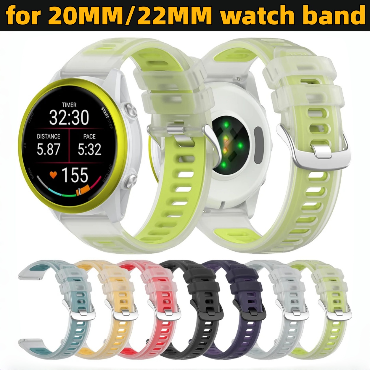 Silicone Watch Band 22Mm - 22mm 20mm Transparante Tweekleurige Siliconen Band