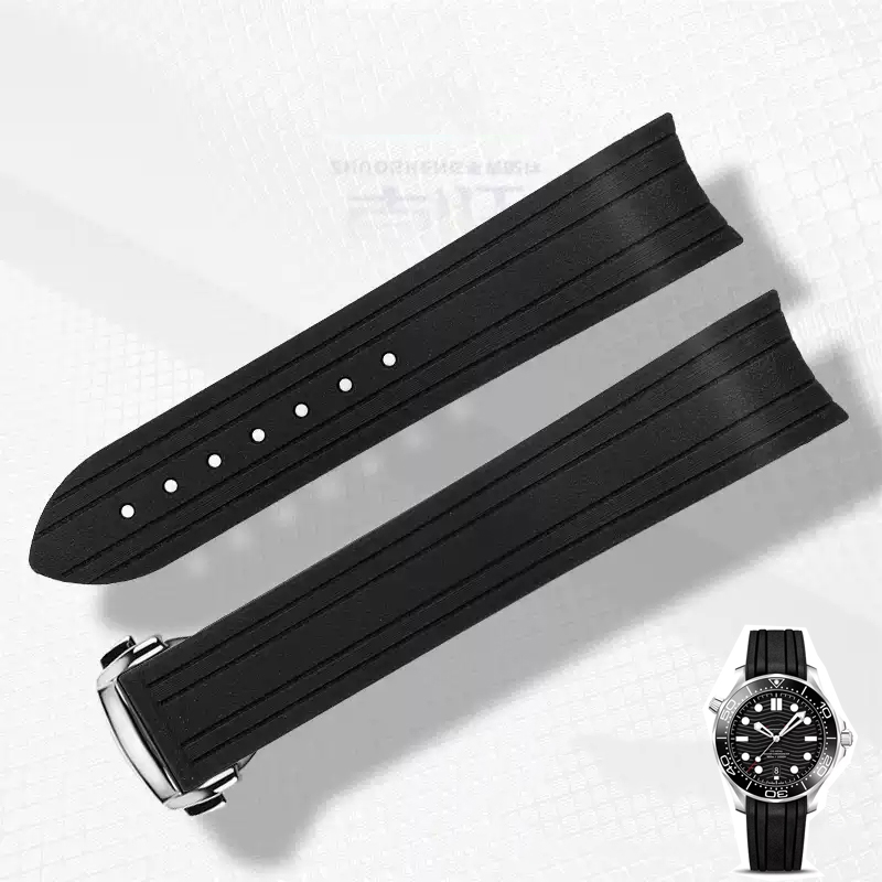 Omega Watch Seamaster - 20mm Gebogen Einde Rubber Siliconen Horlogeband