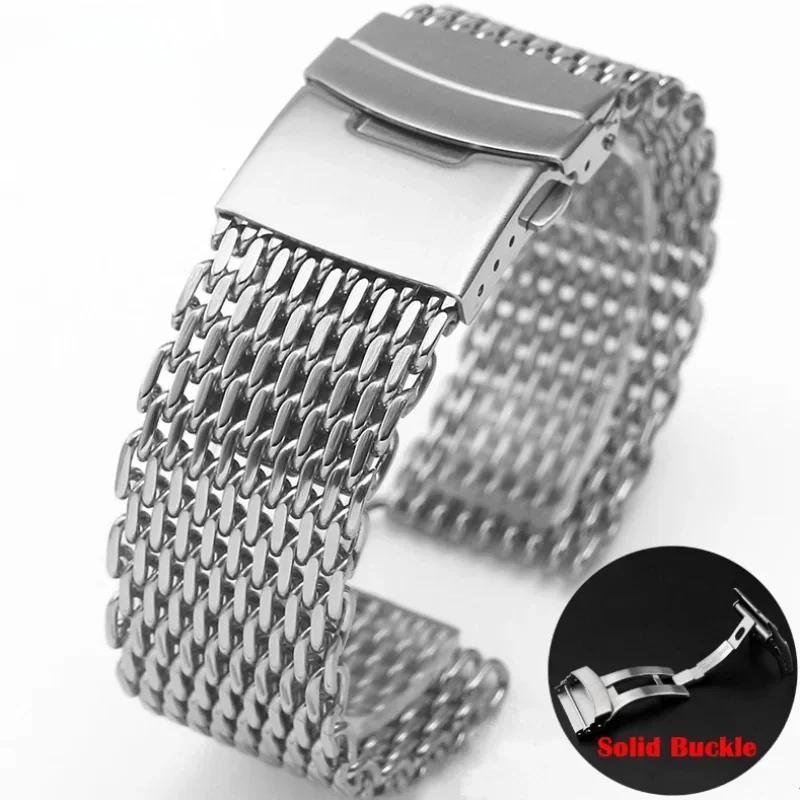 Mesh Strap Metal - 18/20/22/24Mm Mesh Massief Roestvrij Staal Horlogeband
